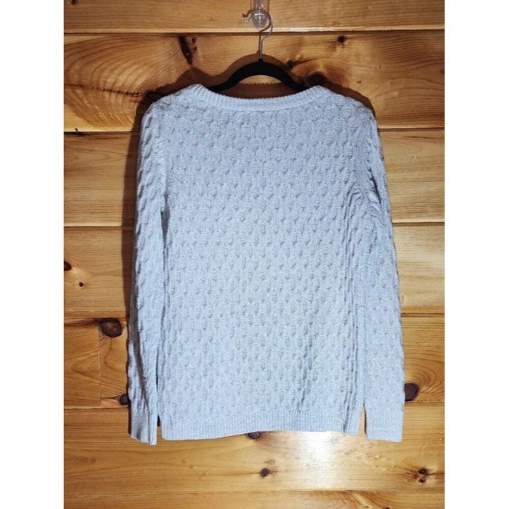 Old Navy Sweater Women’s Size Medium Heather Gray Cable Knit Pullover Classic - Picture 7 of 7